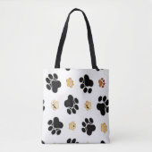 Tote Bag Noir et blanc canin bronzage d'empreinte de patte (Devant)