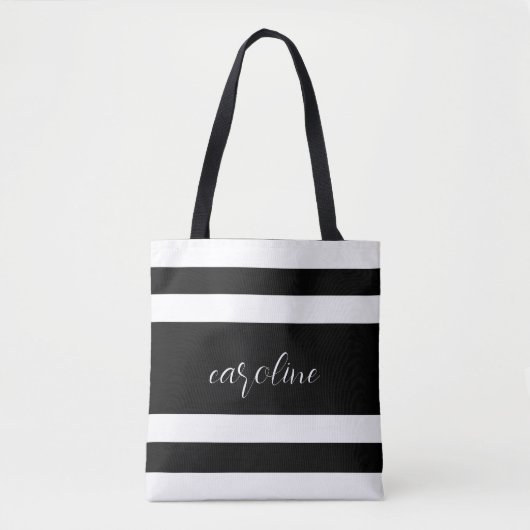 Tote Bag Noir et blanc élégant et simple rayé (Devant)