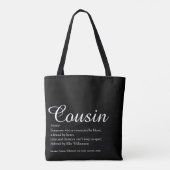 Tote Bag Noir et blanc Élégant Script Cousin Définition (Dos)