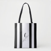 Tote Bag Noir et blanc Élégant Vertical strié (Devant)