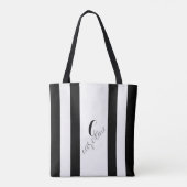 Tote Bag Noir et blanc Élégant Vertical strié (Dos)