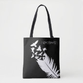 Tote Bag Noir et blanc fait sur commande, Raven (Devant)