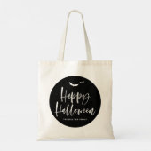 Tote Bag Noir et blanc Happy Halloween Brush Calligraphie (Dos)