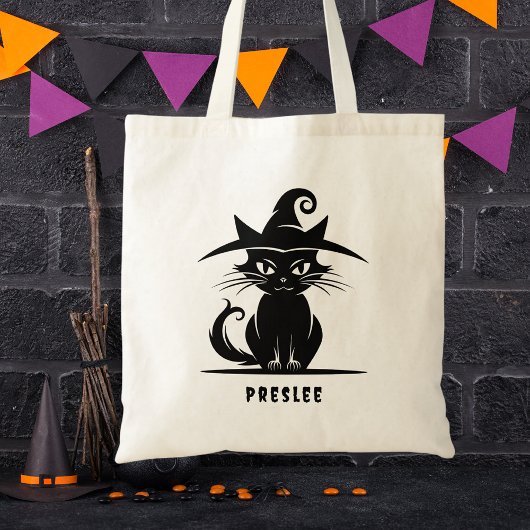 Tote Bag Noir et blanc mignon Halloween Chat enfants noirs
