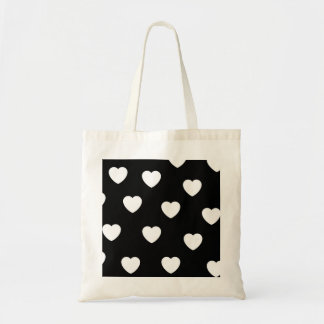 Tote Bag Noir et blanc mignon Motif de coeur simple