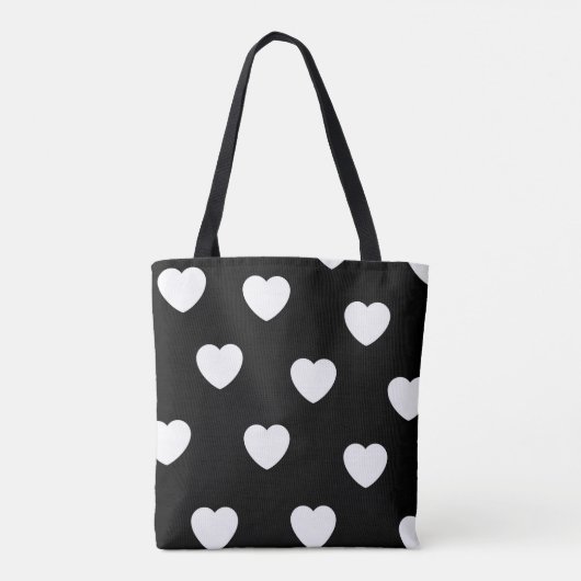 Tote Bag Noir et blanc mignon Motif de coeur simple (Dos)