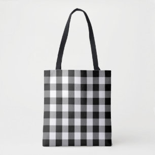 Tote Bag Noir et blanc moderne de motif de plaid de Buffalo