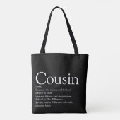 Tote Bag Noir et blanc moderne définition de cousine amusan (Dos)