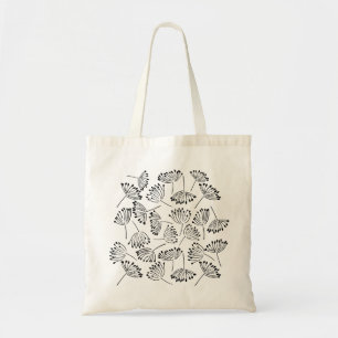 Tote Bag Noir et blanc Moderne Simple Dandelion Floral