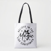 Tote Bag Noir et blanc Noël Typographie moderne (Devant)
