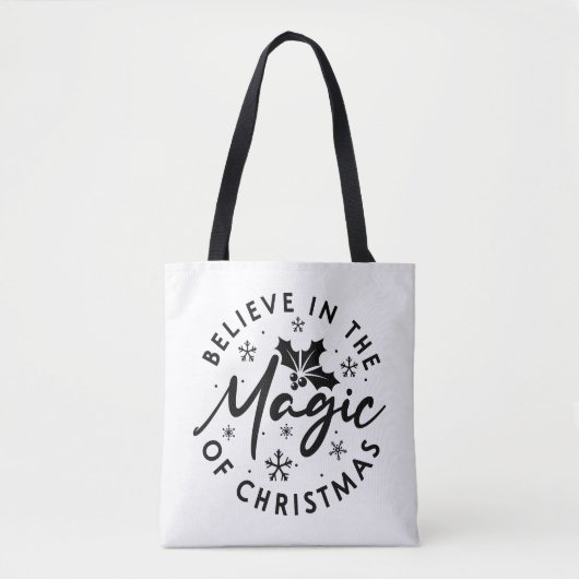 Tote Bag Noir et blanc Noël Typographie moderne (Devant)