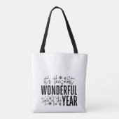 Tote Bag Noir et blanc Noël Typographie moderne (Dos)