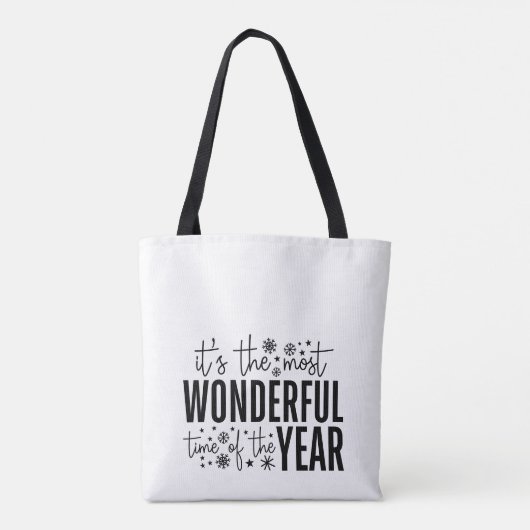 Tote Bag Noir et blanc Noël Typographie moderne (Dos)