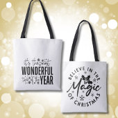Tote Bag Noir et blanc Noël Typographie moderne