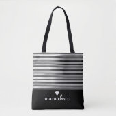 Tote Bag Noir et blanc rayé (Devant)