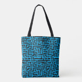 Tote Bag Noir et bleu Motif de labyrinthe Pop Art (Dos)
