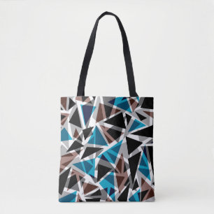 Tote Bag Noir et Bleu, Polygone, Abstrait, Géométrique