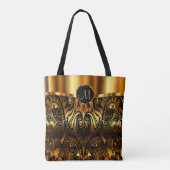 Tote Bag Noir et conception de Paisley d'or (Dos)