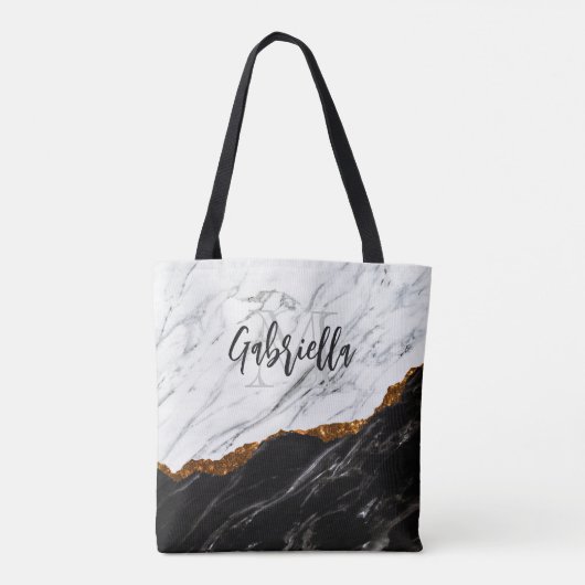 Tote Bag Noir et Marbre blanc (Dos)