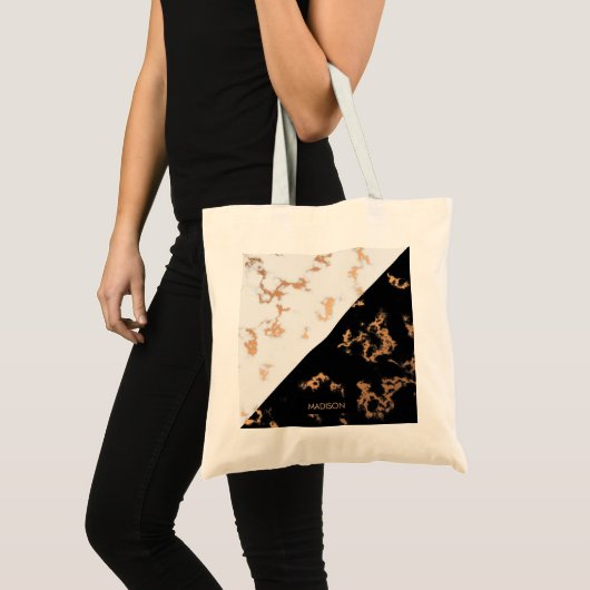 Tote Bag Noir et Marbre blanc (Devant (produit))