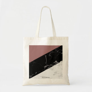 Tote Bag Noir et Marbre blanc