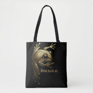 Tote Bag Noir et Or Illustration Chic Grenouille