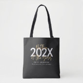 Tote Bag Noir et or script moderne design graduation à (Devant)