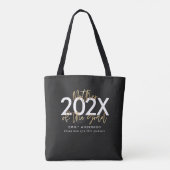 Tote Bag Noir et or script moderne design graduation à (Dos)