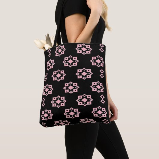 Tote Bag Noir et Rose (De près)