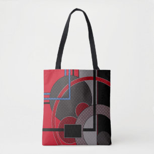Tote Bag Noir et rouge, abstrait, peinture, géométrique