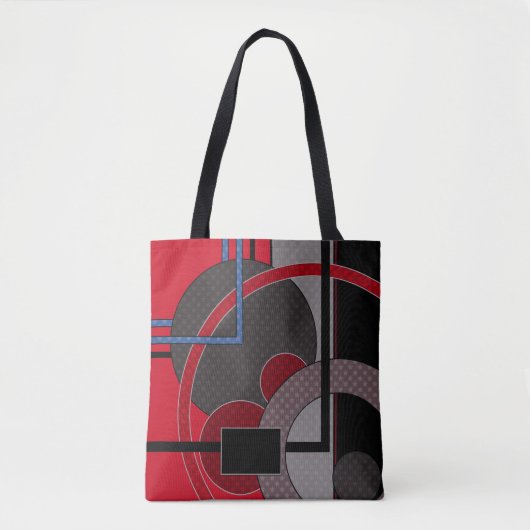 Tote Bag Noir et rouge, abstrait, peinture, géométrique (Devant)
