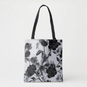 Tote Bag Noir floral papillon moderne (Devant)