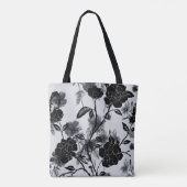 Tote Bag Noir floral papillon moderne (Dos)