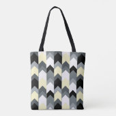 Tote Bag Noir, gris, chevron jaune (Dos)