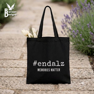 Tote Bag Noir Hashtag de sensibilisation à Alzheimer Fin Al
