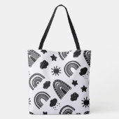 Tote Bag Noir moderne Blanc Arc-en-ciel Nom tendance Monogr (Dos)