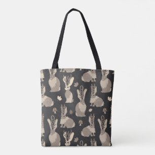 Tote Bag Noir mythique drôle d'impression de lapin de for