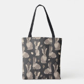 Tote Bag Noir mythique drôle d'impression de lapin de forêt (Dos)