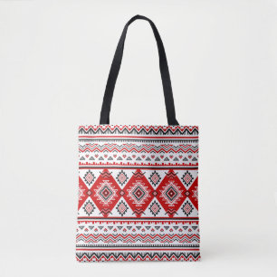 Tote Bag Noir noir rouge, motifs ukrainiens.