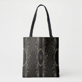 Tote Bag Noir & Or Ornate Gothique Monogramme (Devant)
