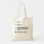Tote Bag Noir Pour Qui Dire John Mulaney (Logo Noir) H (Dos)