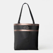 Tote Bag Noir rose or monogramme initiales élégant (Dos)