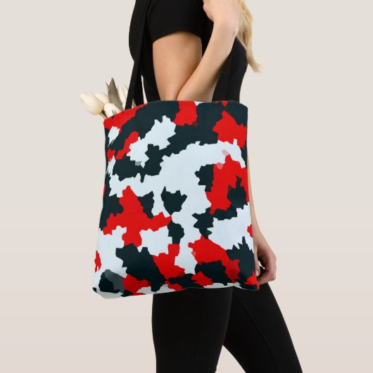 Tote Bag Noir rouge et blanc irrégulier Abstrait (De près)