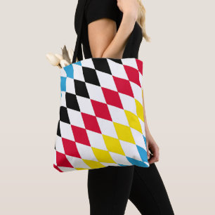 Tote Bag Noir rouge jaune Bavaria Motif Drapeau Diamant