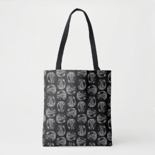 Tote Bag Noir vintage de cerveaux de motif d'impression de