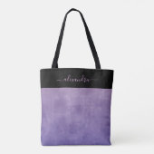 Tote Bag Noir violet bleu rustique élégant personnalisé (Dos)