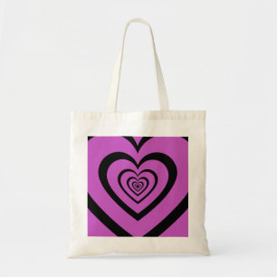 Tote Bag Noir violet Hypnotique Motif d'amour du coeur