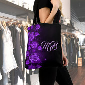 Tote Bag Noir violet rose monogrammé