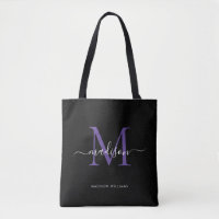 Noir Violet Violet Monogramme Nom du script Initia
