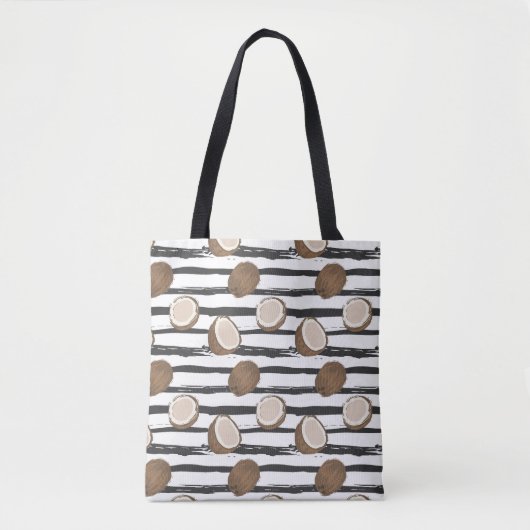 Tote Bag Noix de coco sur le motif grunge de rayures (Devant)